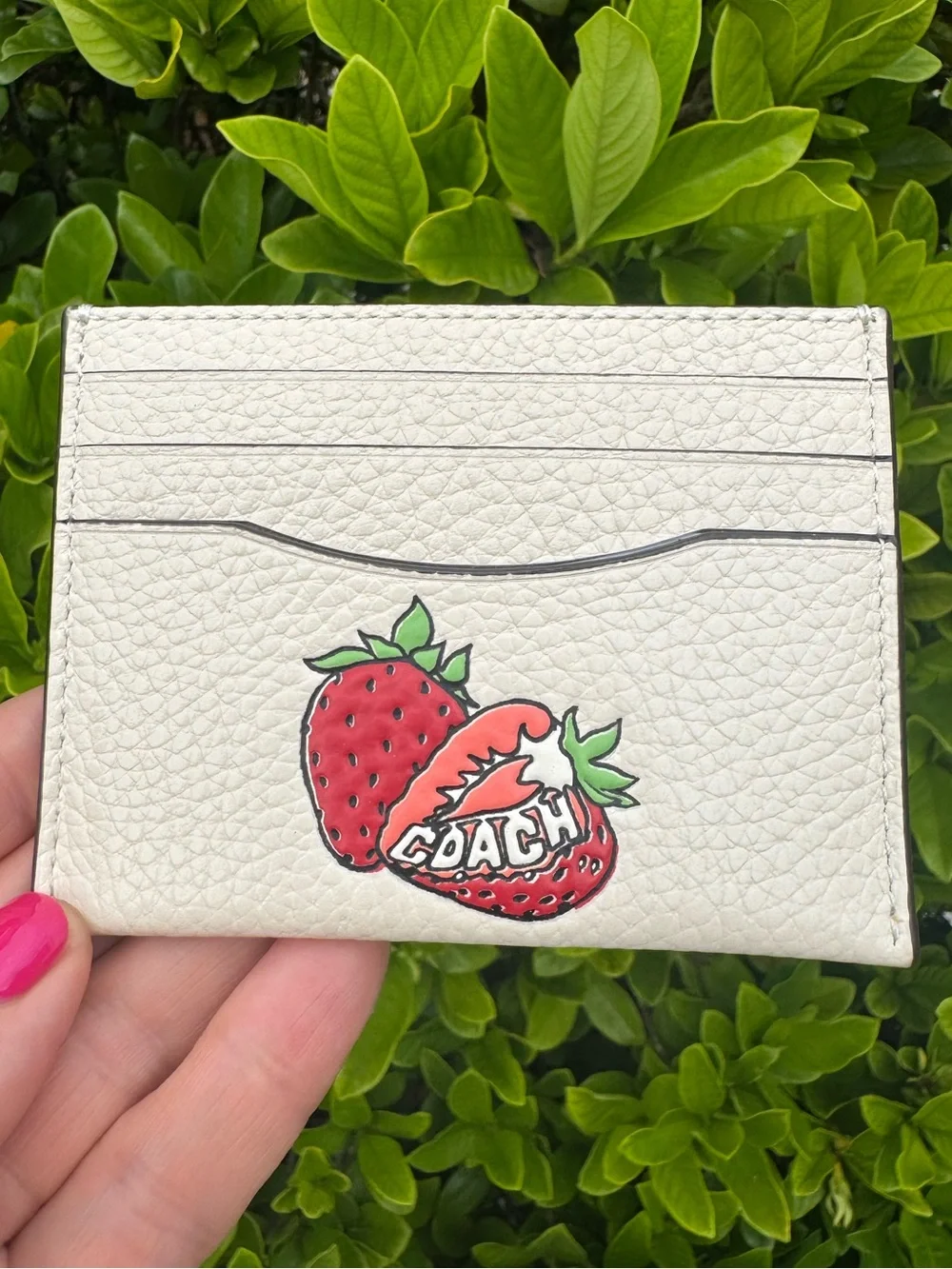 Coach Slim ID Card Case Holder With Stawberry Print